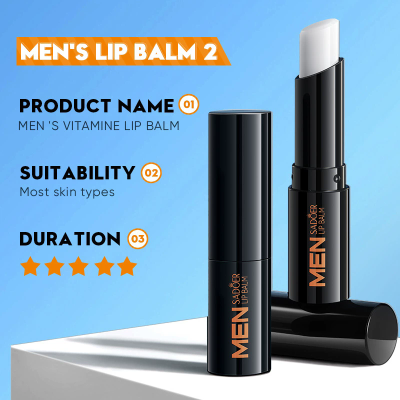 1PC   SADOER Men's Lip Balm Moisturizing Anti Cracking Repair Nourishing Hydrating Lipstick Men Lips Skin Care ProductsB2-1056