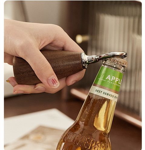 1PC Stainless Steel Bottle Opener Metal Head Wood Handle Bartender Tool Beer Jar Can Opener Bar Party Essential Kit Must Have