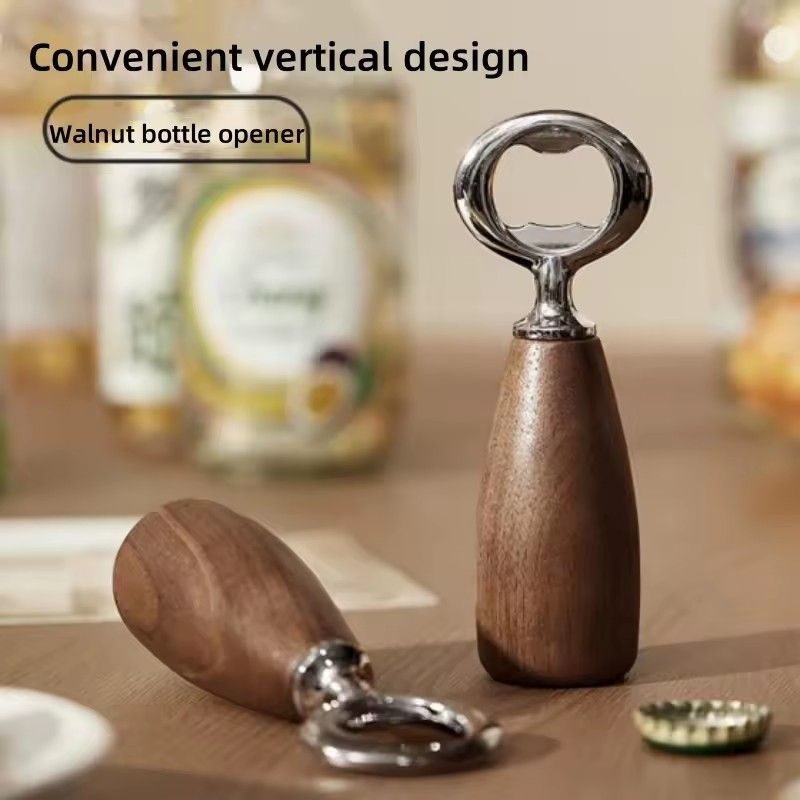 1PC Stainless Steel Bottle Opener Metal Head Wood Handle Bartender Tool Beer Jar Can Opener Bar Party Essential Kit Must Have