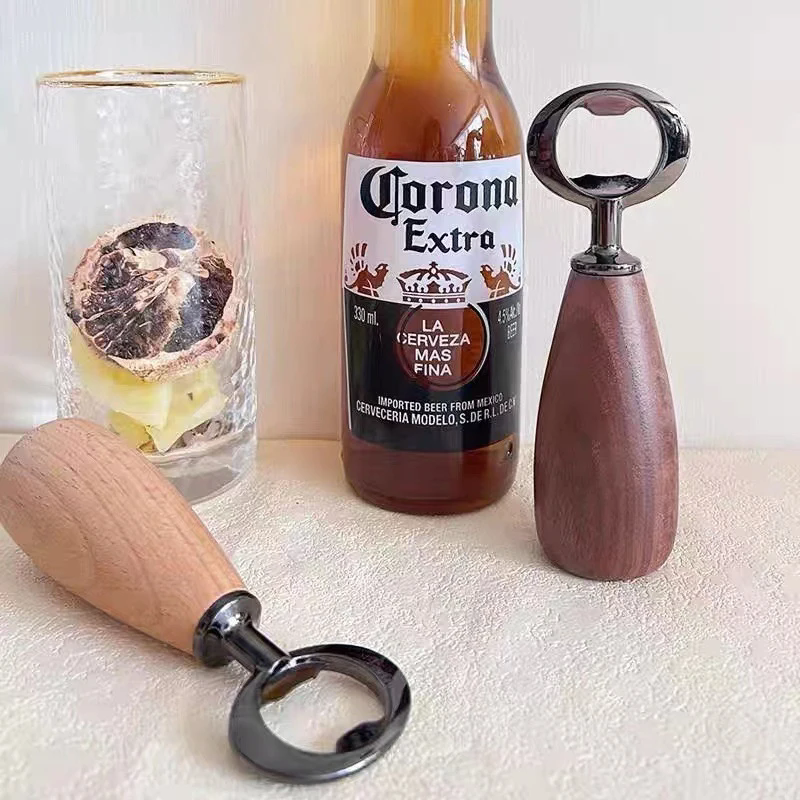 1PC Stainless Steel Bottle Opener Metal Head Wood Handle Bartender Tool Beer Jar Can Opener Bar Party Essential Kit Must Have