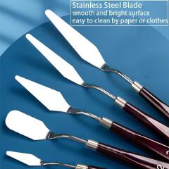 5PCS  Stainless Steel Palette Knife Set for Artists Oil Painting Mixed Scraper Crafts Spatula Art Supplies with Wooden Handle