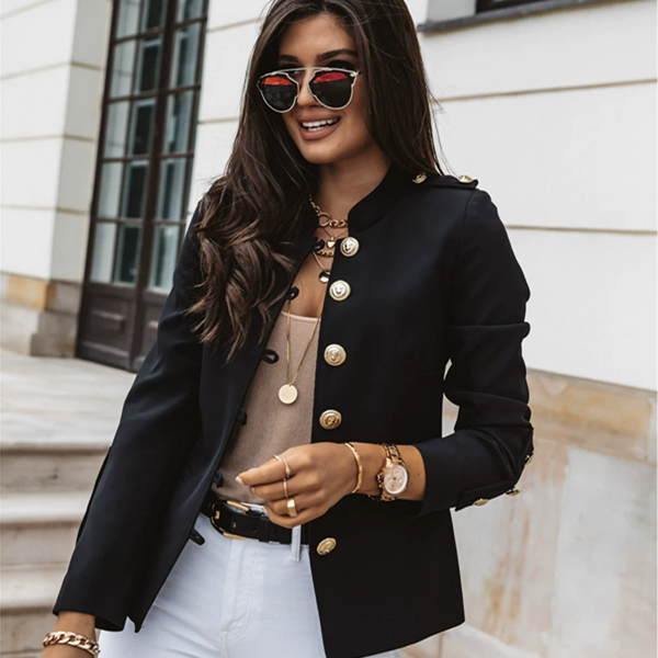 1PC   Women's Blazers Long-sleeved Suit Tops Fashion Slim Buttons Casual Sblazer Street Office Coats for Female
