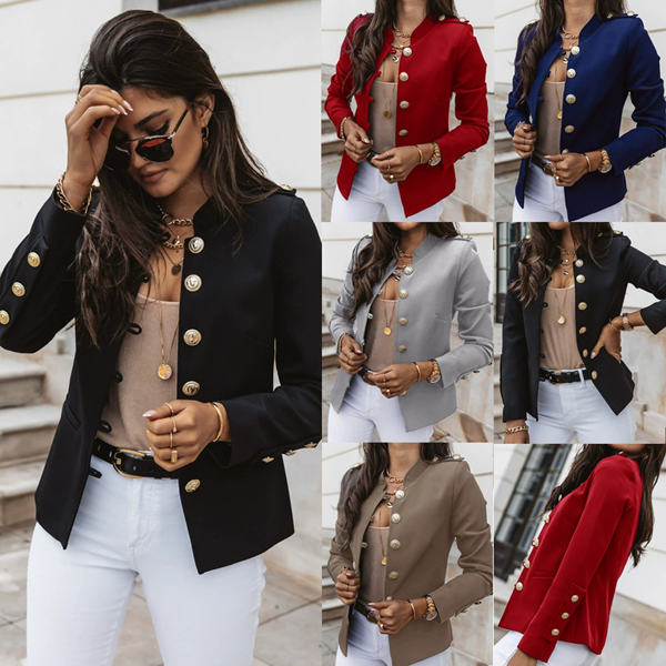 1PC   Women's Blazers Long-sleeved Suit Tops Fashion Slim Buttons Casual Sblazer Street Office Coats for Female