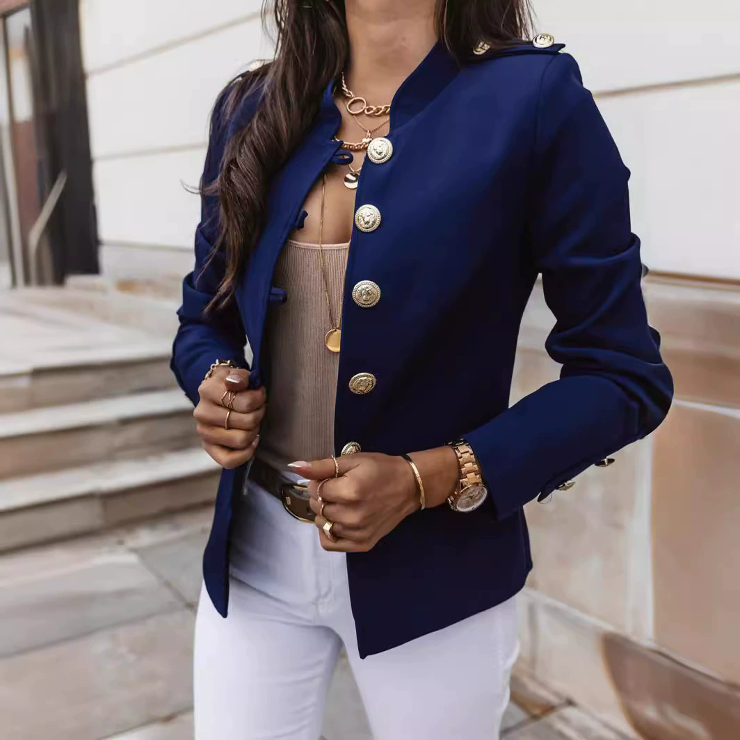 1PC   Women's Blazers Long-sleeved Suit Tops Fashion Slim Buttons Casual Sblazer Street Office Coats for Female