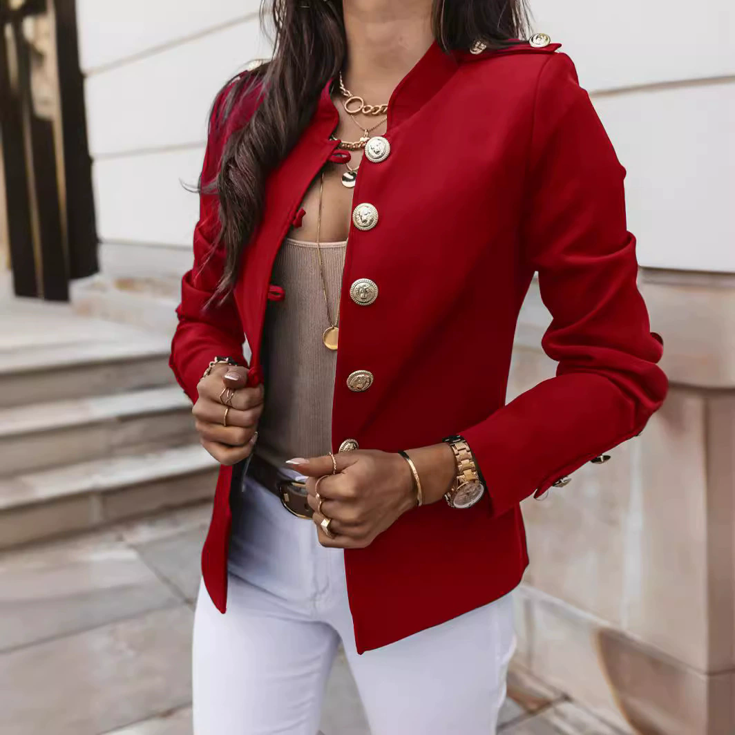 1PC   Women's Blazers Long-sleeved Suit Tops Fashion Slim Buttons Casual Sblazer Street Office Coats for Female