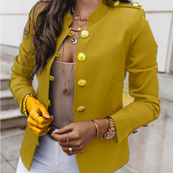 1PC   Women's Blazers Long-sleeved Suit Tops Fashion Slim Buttons Casual Sblazer Street Office Coats for Female