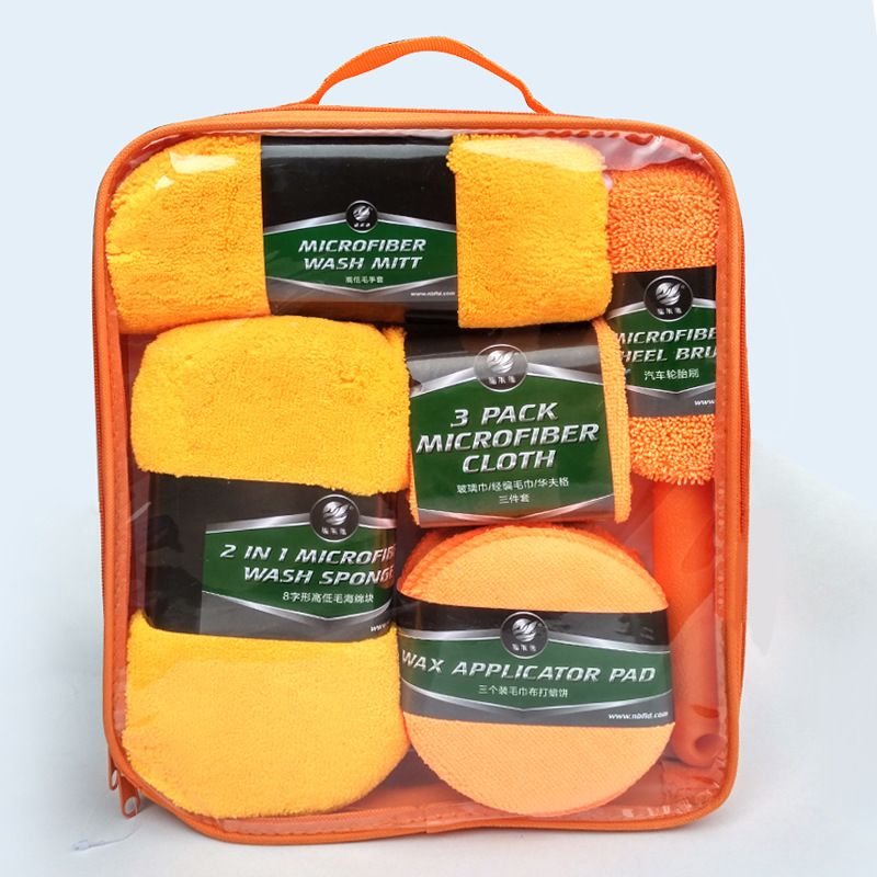 9PCS/Set  Car Detailing Brushes Set Cleaning Kits Microfiber Towels Blush Sponge Drill Brush Cars Dirt Dust Wheel Cleaning Tools