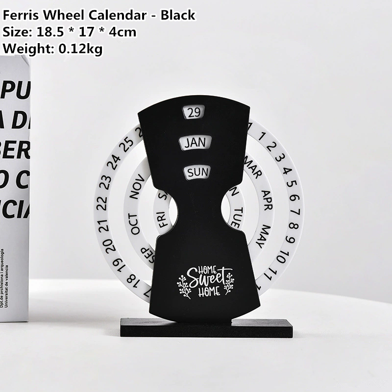 1PC   Creative Manual Rotating Desk Calendar Adjustable Month Date Display Perpetual Calendar DIY Time Perpetual Reusable