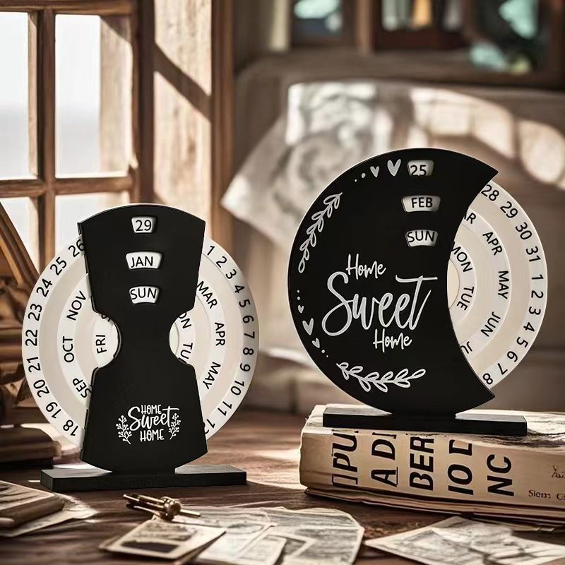 1PC   Creative Manual Rotating Desk Calendar Adjustable Month Date Display Perpetual Calendar DIY Time Perpetual Reusable