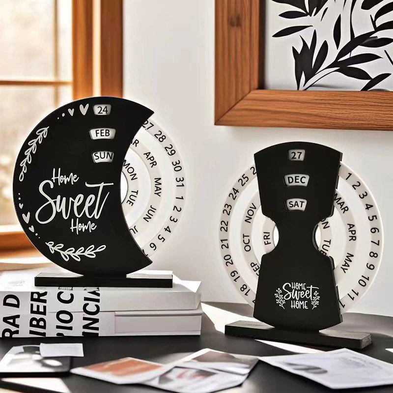 1PC   Creative Manual Rotating Desk Calendar Adjustable Month Date Display Perpetual Calendar DIY Time Perpetual Reusable