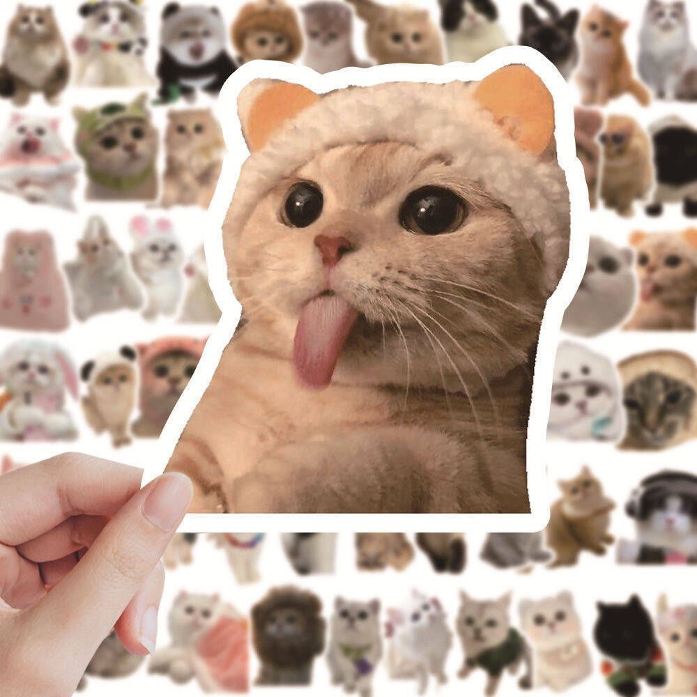 60PCS Cute Kittens Cats MEME Waterproof Stickers For Notebook Laptop Helmet Decal