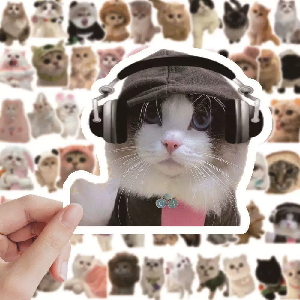 60PCS Cute Kittens Cats MEME Waterproof Stickers For Notebook Laptop Helmet Decal
