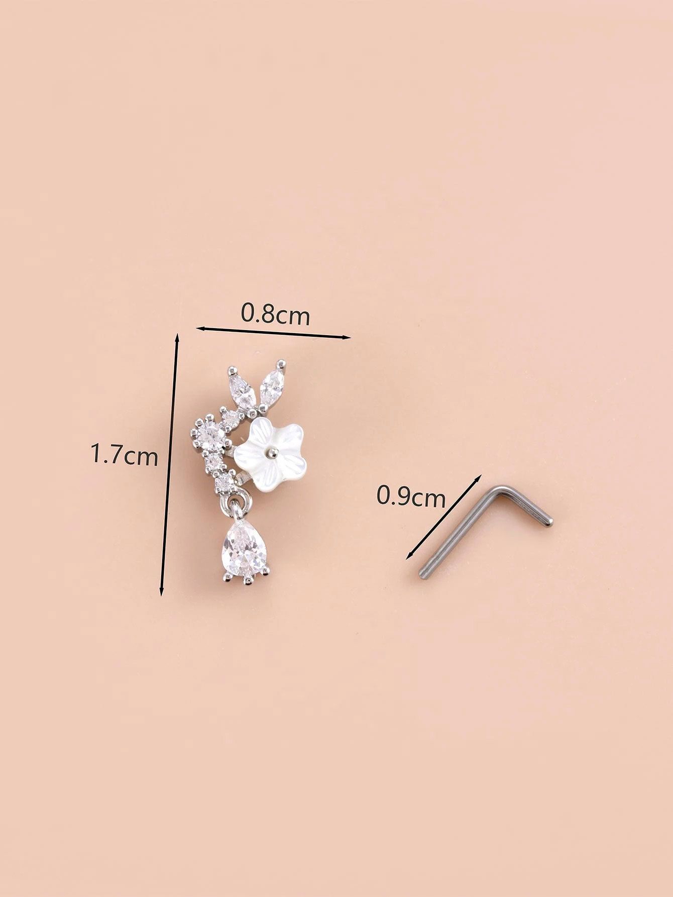 1PC New Design Stainless Steel Nose Studs Flower Dangle Nose Piercing Non Tarnish Stud Nose Ring Wholesale Piercing Jewelry A-2183