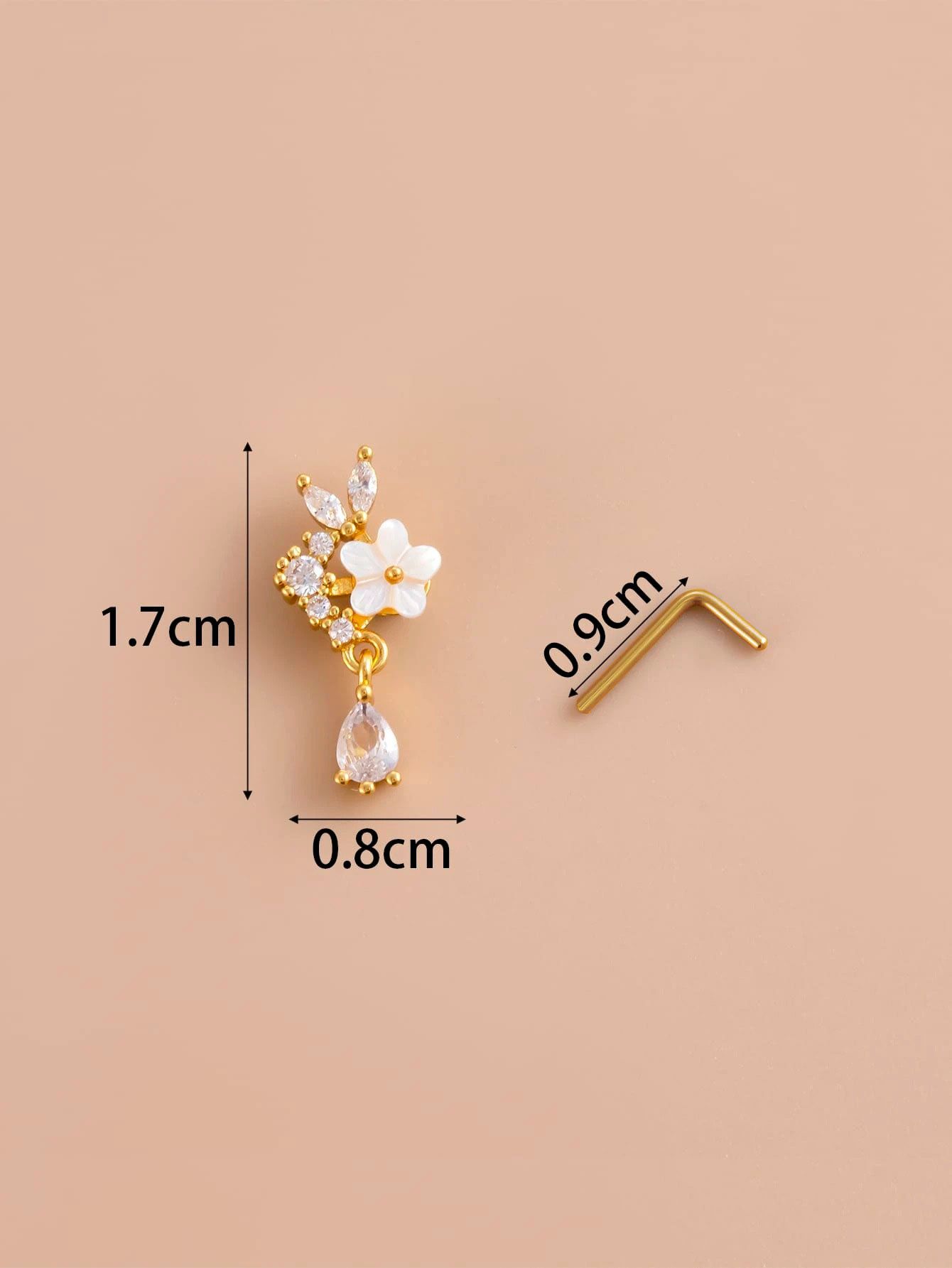 1PC New Design Stainless Steel Nose Studs Flower Dangle Nose Piercing Non Tarnish Stud Nose Ring Wholesale Piercing Jewelry A-2183