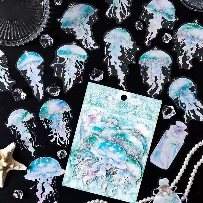 30PCS Jellyfish Sticker Package PET Sticker PET Materials DIY Scrapbooking Collage Stationery Decor Junk Journal Sticker