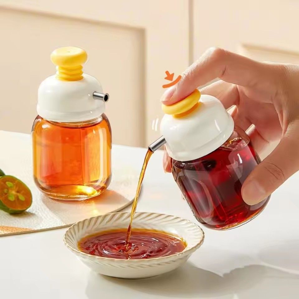 Mini Press-Style Oil Dispenser 100ml Cooking Oil Jar Glass Bottle Press Type Seasoning Storage Bottle Spice Oil Control Bottle
