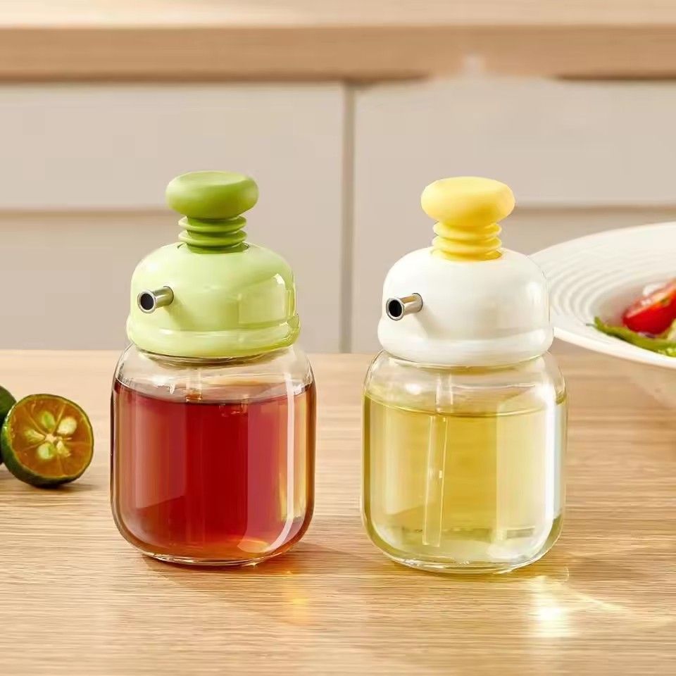 Mini Press-Style Oil Dispenser 100ml Cooking Oil Jar Glass Bottle Press Type Seasoning Storage Bottle Spice Oil Control Bottle
