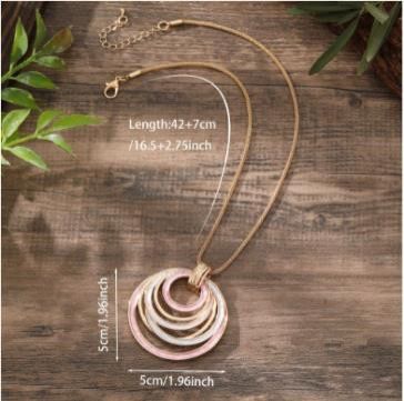1PC    Women's New Color Oil Circular Hollow Geometric E Pendant Necklace with Personalized Creativity
