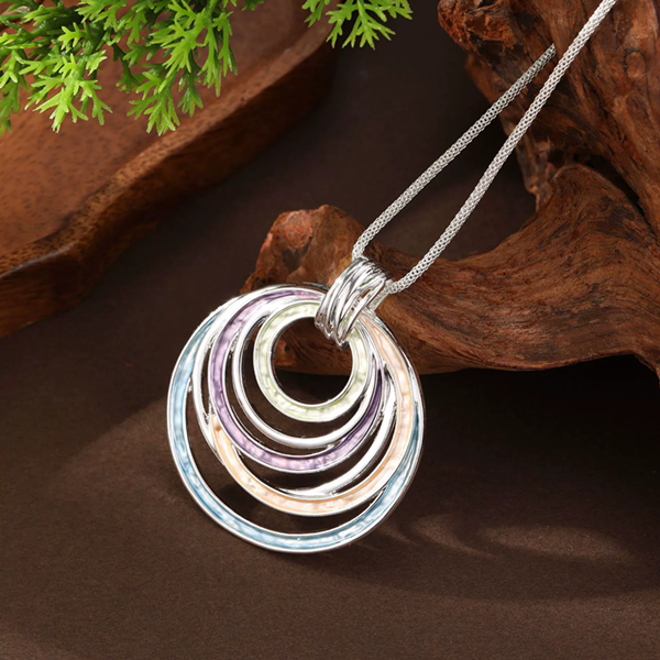 1PC    Women's New Color Oil Circular Hollow Geometric E Pendant Necklace with Personalized Creativity