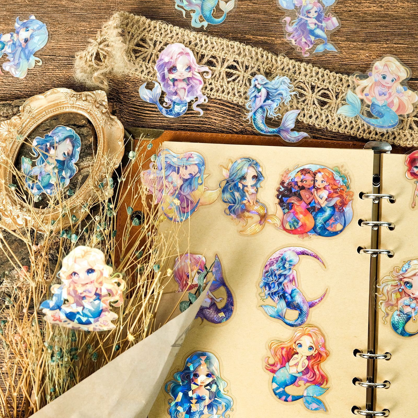 30PCS Creative Fairy Tale Princess INS Transparent Stickers Mermaid Decoration Laptop Stickers Graffiti Stickers