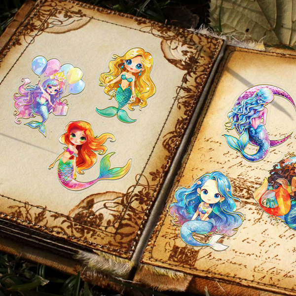 30PCS Creative Fairy Tale Princess INS Transparent Stickers Mermaid Decoration Laptop Stickers Graffiti Stickers