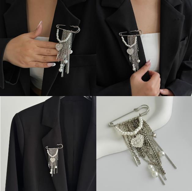 2026 Multi-Functional Chain Tassel Brooches for Women Handmade Beaded Chain Pin Fixator Trouser Leg Simple Clothes Accessory