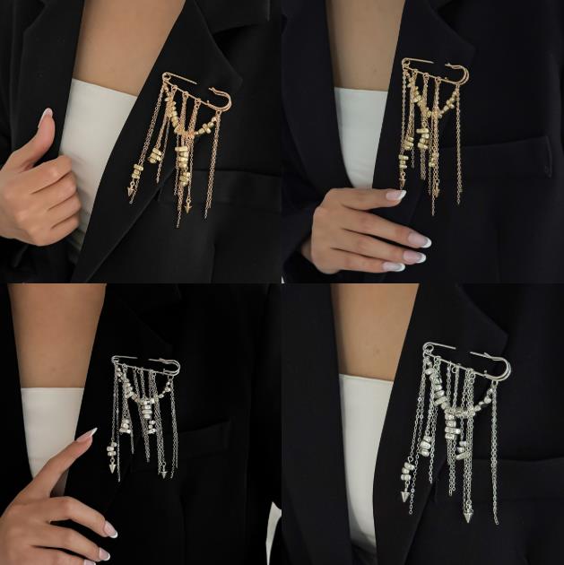 2026 Multi-Functional Chain Tassel Brooches for Women Handmade Beaded Chain Pin Fixator Trouser Leg Simple Clothes Accessory
