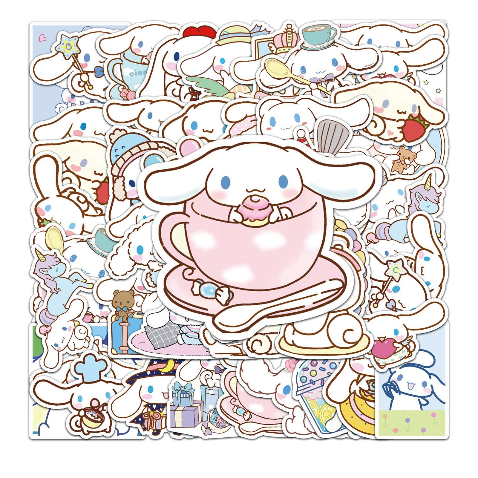 100PCS Funny Cinnamoroll Stickers Cartoon Cute Kids Toy Decals PVC DIY Luggage Stationary Wall Car Travel Sticker Wholesale