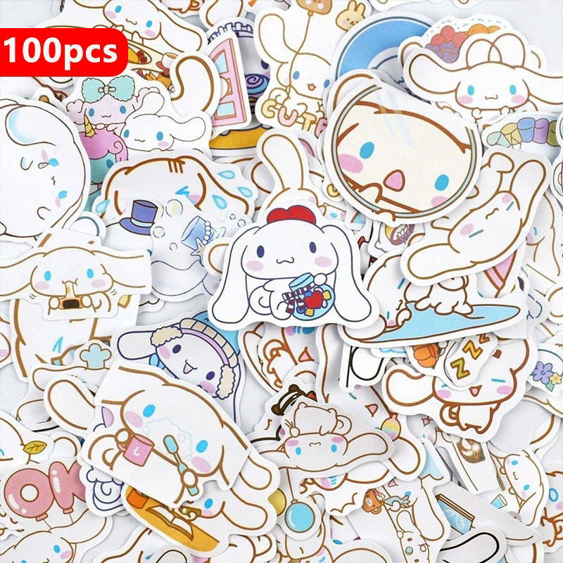 100PCS Funny Cinnamoroll Stickers Cartoon Cute Kids Toy Decals PVC DIY Luggage Stationary Wall Car Travel Sticker Wholesale