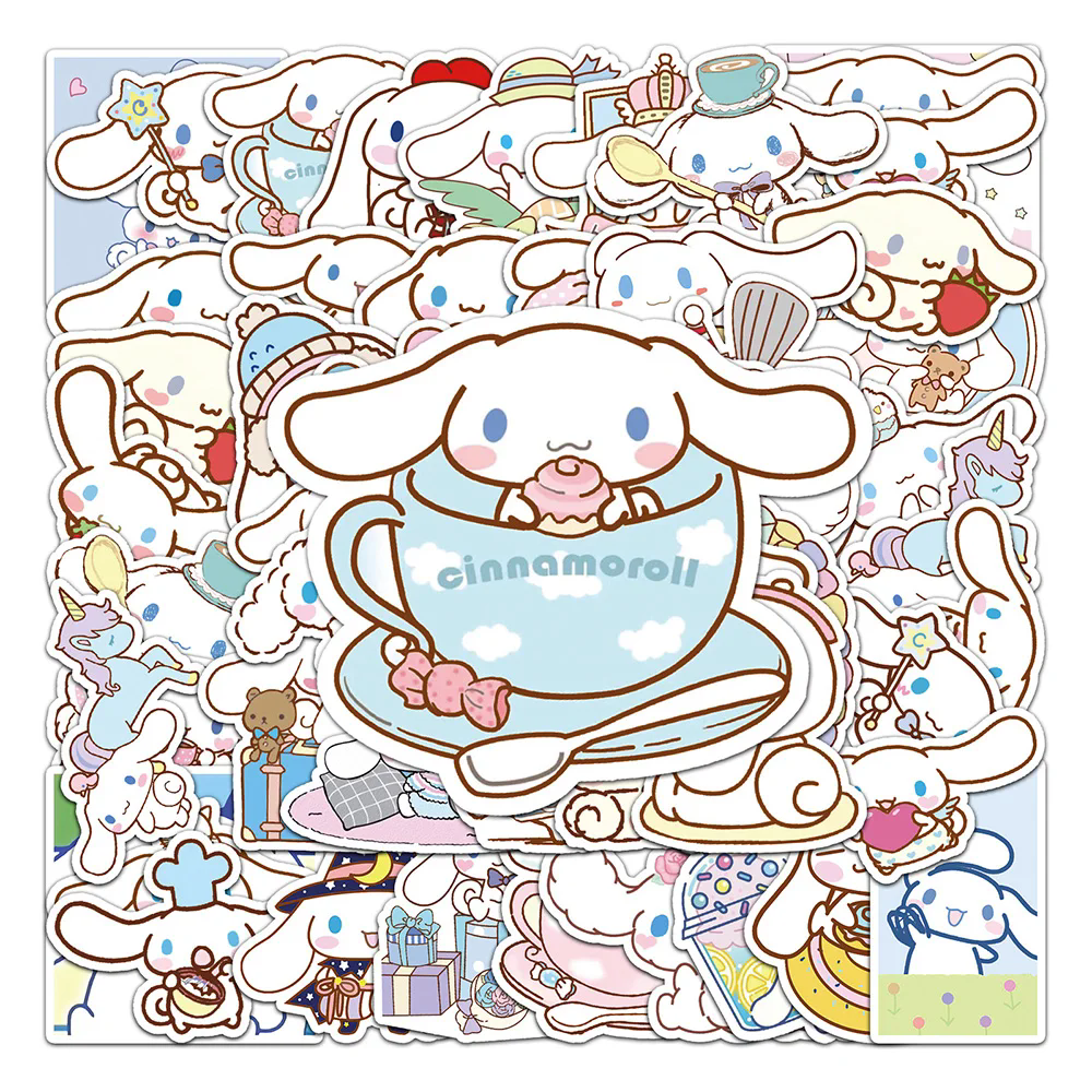 100PCS Funny Cinnamoroll Stickers Cartoon Cute Kids Toy Decals PVC DIY Luggage Stationary Wall Car Travel Sticker Wholesale