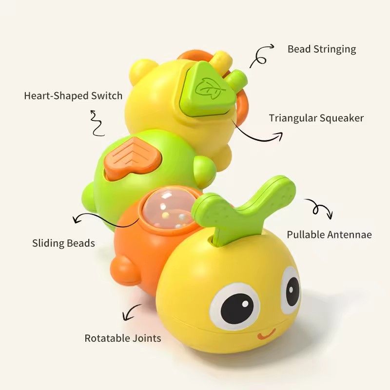Baby Ringing Toy Cartoon Caterpillar Baby Gripping Finger Collaborative Training Soothing Puzzle Toy Parent Child Interaction