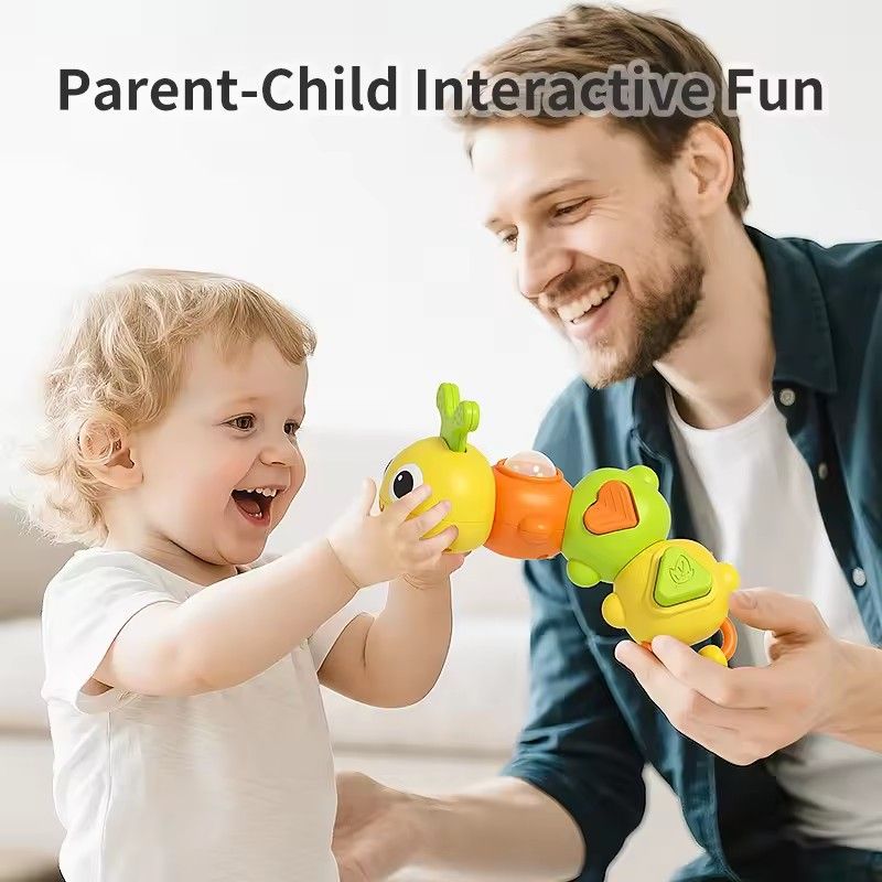 Baby Ringing Toy Cartoon Caterpillar Baby Gripping Finger Collaborative Training Soothing Puzzle Toy Parent Child Interaction