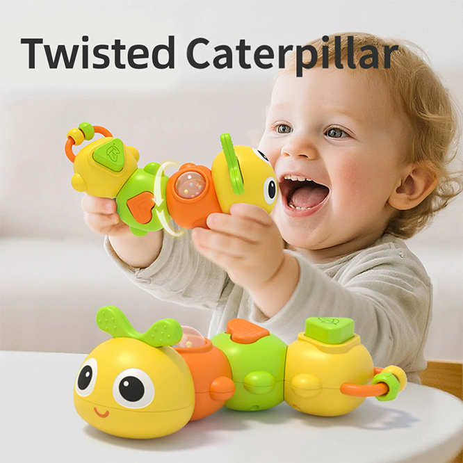 Baby Ringing Toy Cartoon Caterpillar Baby Gripping Finger Collaborative Training Soothing Puzzle Toy Parent Child Interaction