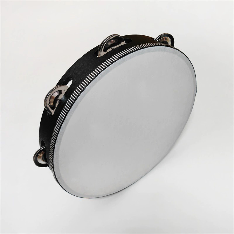 1Pc Wooden Tambourine 8/10-Inch Beige Rim with Metal Jingles Musical Educational Percussion Instrument for Concert Church Pa