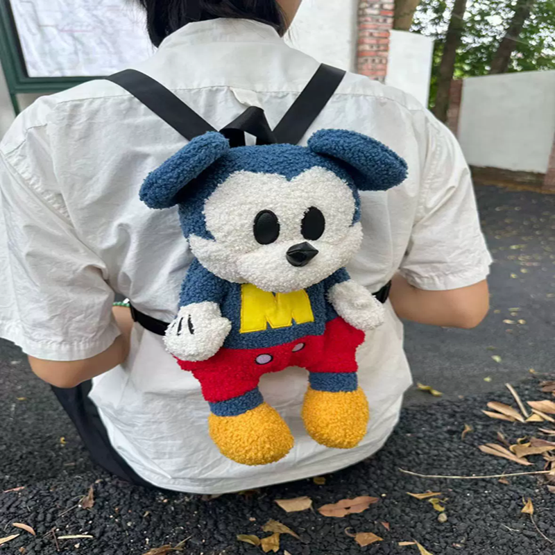 2025 new Sonic X Mickey plush backpack for female college students, casual daily cartoon backpack