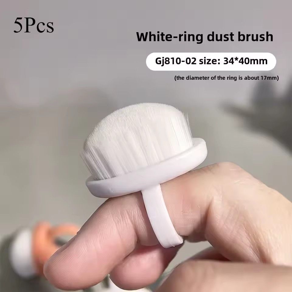 5Pcs Plastic Nail Art Dust Cleaning Brush Professional Nail Brush Button Type Oval Gel Dust Cleaning Makeup Ring Manicure Tool