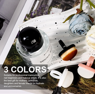 5Pcs Plastic Nail Art Dust Cleaning Brush Professional Nail Brush Button Type Oval Gel Dust Cleaning Makeup Ring Manicure Tool