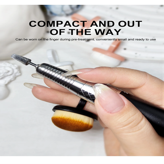 5Pcs Plastic Nail Art Dust Cleaning Brush Professional Nail Brush Button Type Oval Gel Dust Cleaning Makeup Ring Manicure Tool