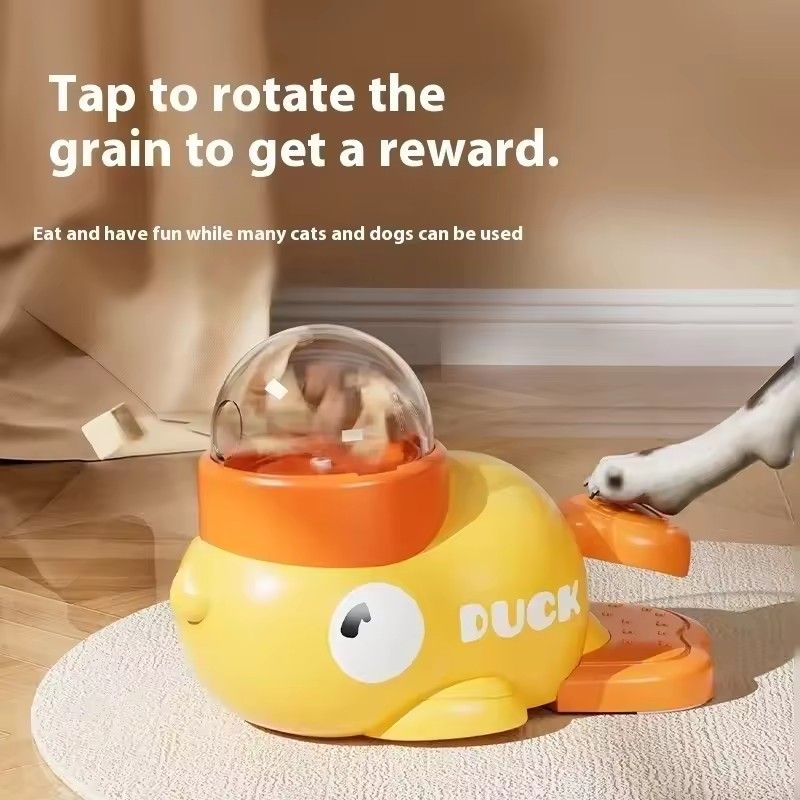 Interactive Pet Feeder Toy Slow Feeding Duck Design for Dogs Cats Puzzle Feeder Press Automatic Treat Dispenser Pet Training