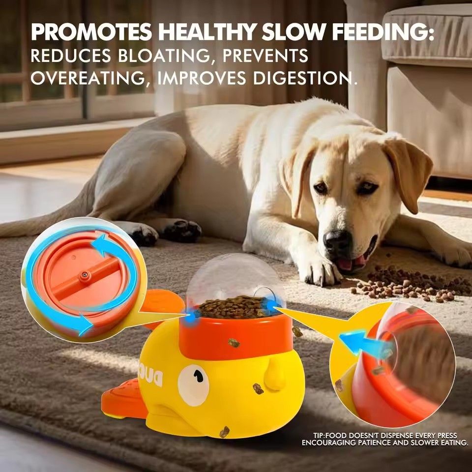 Interactive Pet Feeder Toy Slow Feeding Duck Design for Dogs Cats Puzzle Feeder Press Automatic Treat Dispenser Pet Training