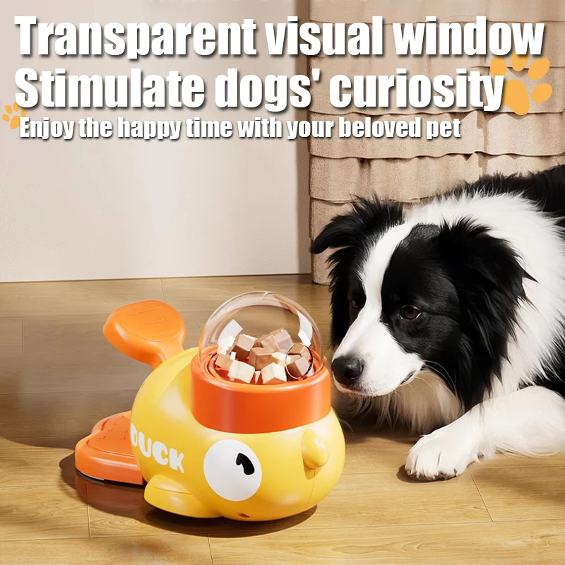 Interactive Pet Feeder Toy Slow Feeding Duck Design for Dogs Cats Puzzle Feeder Press Automatic Treat Dispenser Pet Training