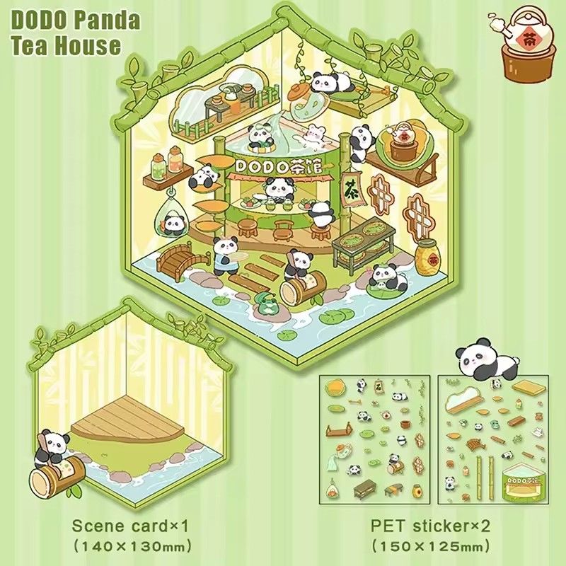 1Pcs  Creative 3D Simulation Cabin Stickers Cute Cartoon Handmade DIY Landscaping Stickers Scene Stacking Pasting Stickers