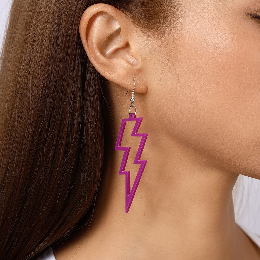 1Pair Fashion Candy Color Acrylic Lightning Drop Earrings for Women Cool Long Dangle Earrings Girls Party Festival Jewelry Gifts