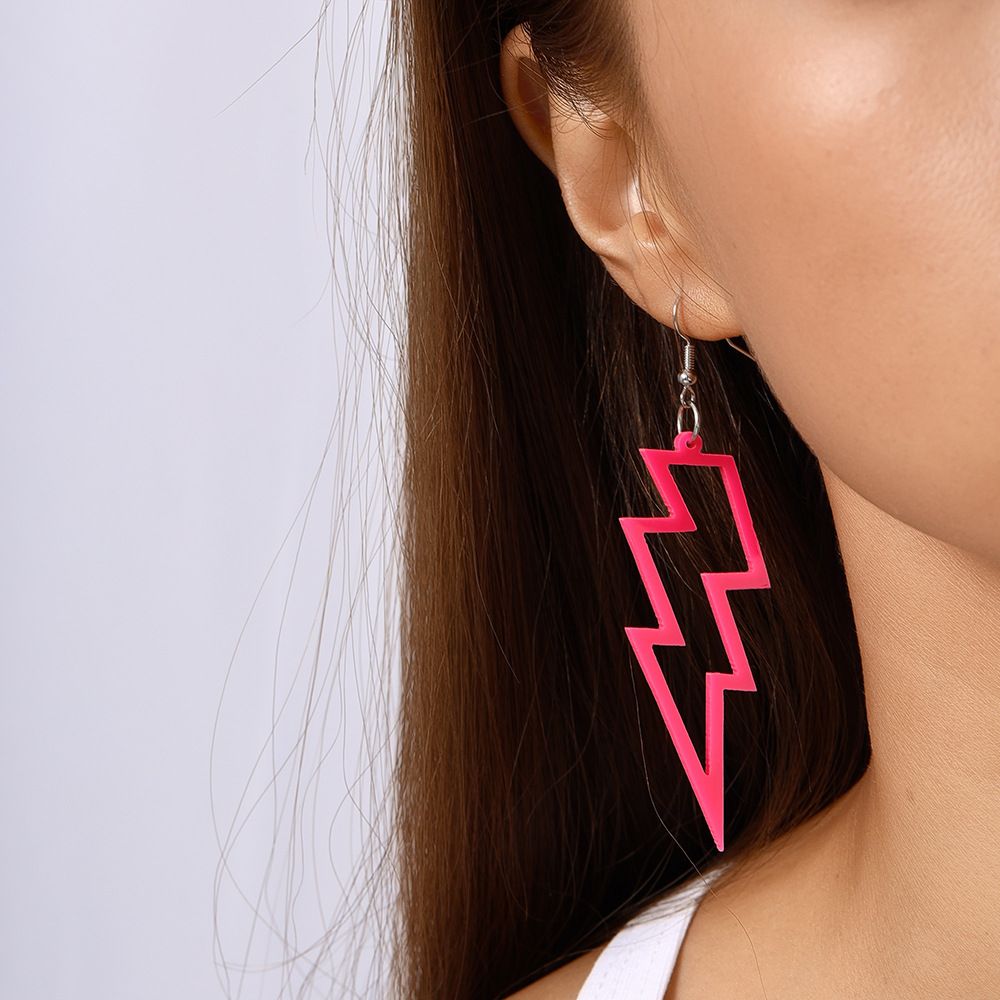 1Pair Fashion Candy Color Acrylic Lightning Drop Earrings for Women Cool Long Dangle Earrings Girls Party Festival Jewelry Gifts