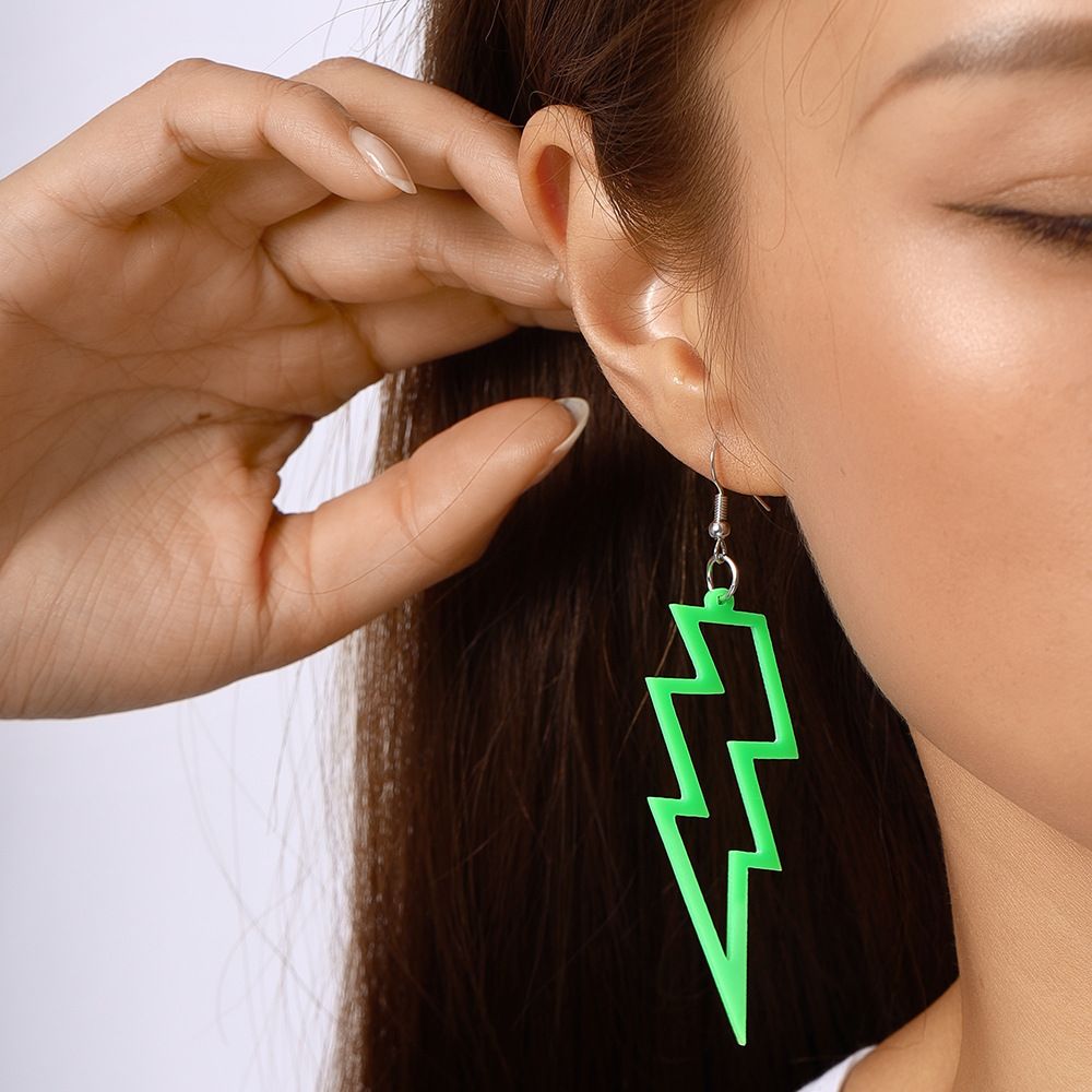 1Pair Fashion Candy Color Acrylic Lightning Drop Earrings for Women Cool Long Dangle Earrings Girls Party Festival Jewelry Gifts