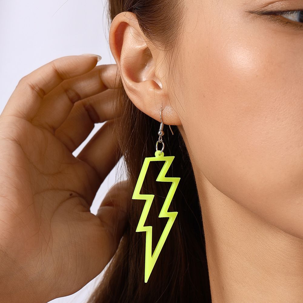 1Pair Fashion Candy Color Acrylic Lightning Drop Earrings for Women Cool Long Dangle Earrings Girls Party Festival Jewelry Gifts