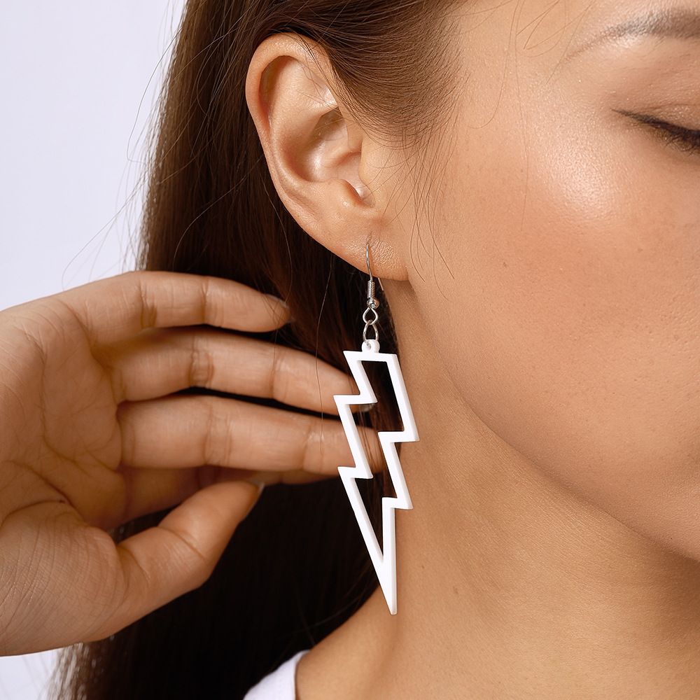 1Pair Fashion Candy Color Acrylic Lightning Drop Earrings for Women Cool Long Dangle Earrings Girls Party Festival Jewelry Gifts