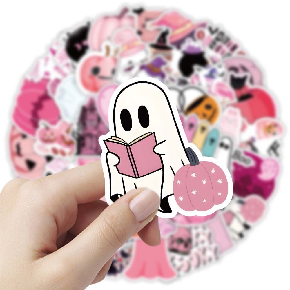 50PCS    Cartoon pink Christmas graffiti stickers, cute holiday decorations, stationery, luggage stickers
