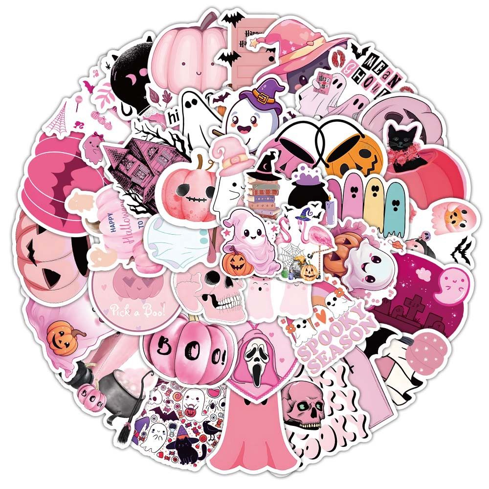 50PCS    Cartoon pink Christmas graffiti stickers, cute holiday decorations, stationery, luggage stickers