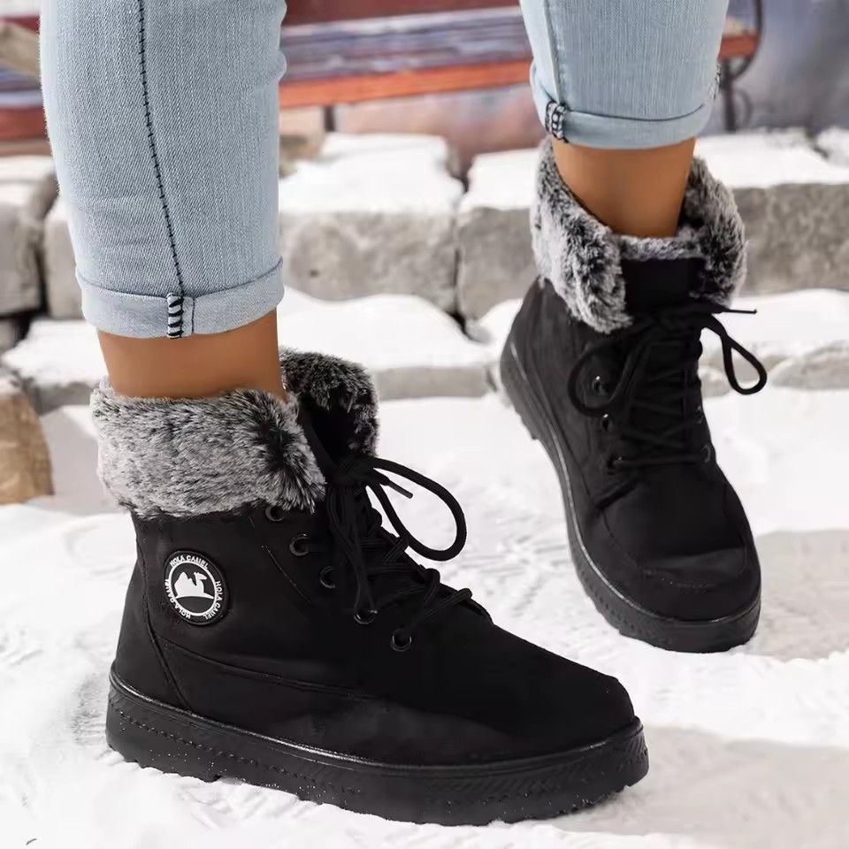 Women'S Warm Fall Winter Boots Solid Color Casual Fashion Boots Stylish High Quality Round Toe Thick Bottom Boots Women'S Boots